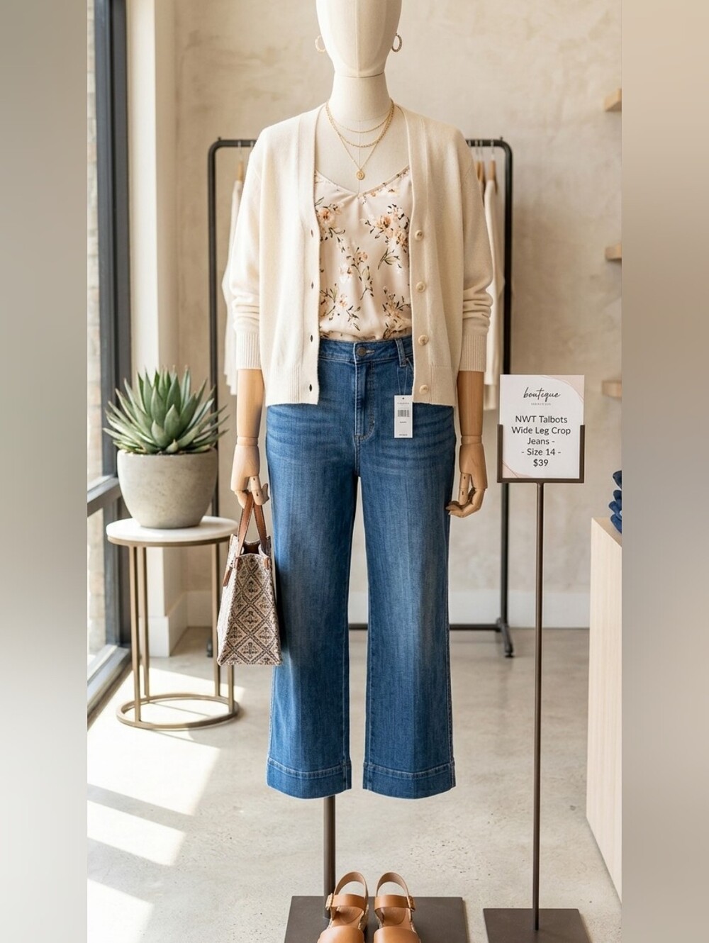 NWT Talbots Wide Led Crop Jeans 14